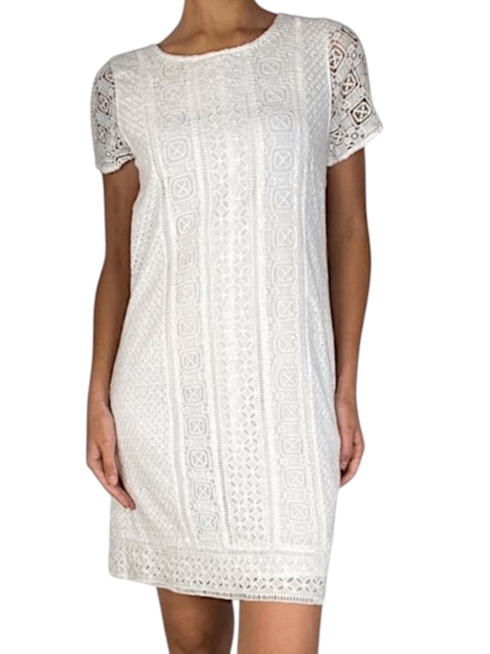 Abercrombie & Fitch Lace/Embroidered Shift Dress - White Size XS